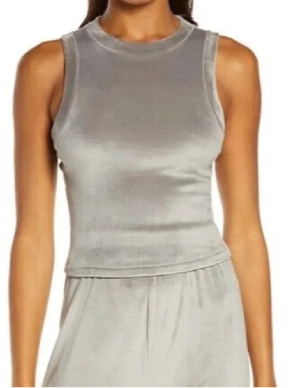 SKIMS VELOUR CREW NECK TANK SIZE MEDIUM SMOKE GRAY EXCELLENT PRE-OWNED